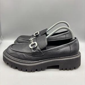 Forever 21 Chunky Loafers Women's Size 9 Black Platform Shoes‎ Horse Bit